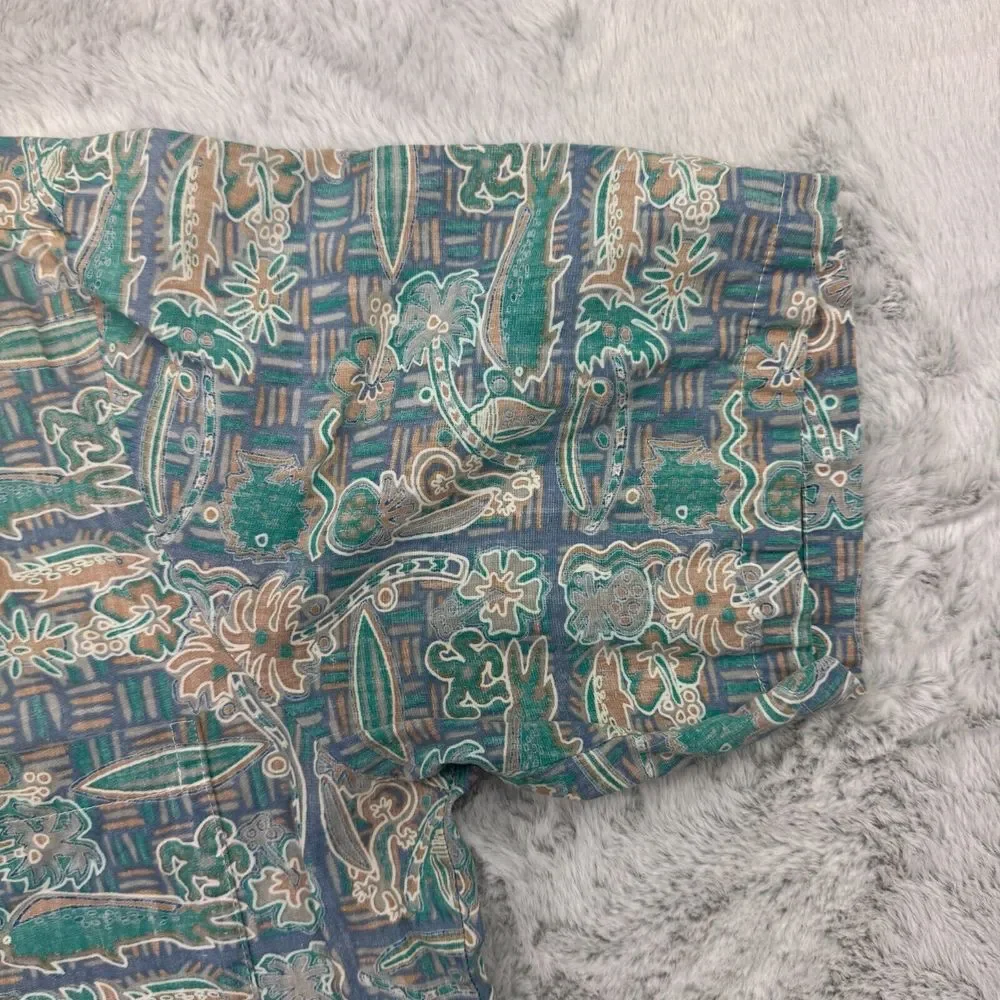 Kahala Hawaiian Shirt Men's M Multi Palm Tree Print Short Sleeve Popover VTG